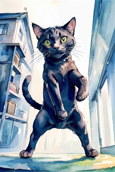 <lyco:niji-watercolor02:0.6> 1cat, from below, black cat,
(best quality, masterpiece, RAW photo,ultra-detailed:1.2), <lyco:GoodHands-beta2:1.0>,