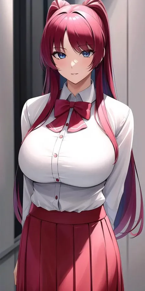 purple hair, purple eyes, blush, breasts, choker, cleavage, closed mouth, collarbone, collared shirt, covered nipples, dress shirt, eyes visible through hair, female, hair over one eye, huge breasts, outdoors, long hair, long sleeves, looking at viewer, mole, mole on breast, no bra, no panties, open clothes, open shirt, shirt, smile, solo, skirt, skirt lifting, standing, upper body, very long hair, white shirt, window, nsfw, shaved pussy
best quality, 4k, highres, extremely detailed 8K wallpaper, (masterpiece:1.1), uhd