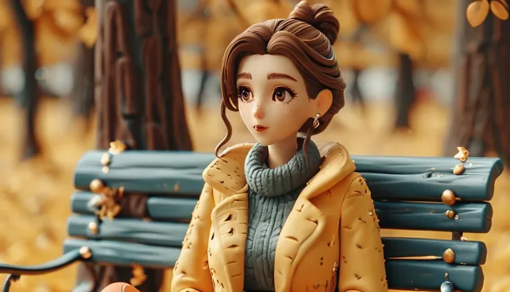 cinematic photo A woman sitting on a bench <lora:A_Plastic_World:1>, 35mm photograph, film, bokeh, professional, 4k, highly detailed