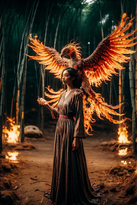 1girl wearing a long dress rides on a tiger's back,in the background is a flying fire phoenix,Phoenix of Sora,bamboo forest,hanfu,full body,<lora:PhoenixSora:0.8>,
very long hair,sword,wide_shot,<lora:add_detail:0.6>,<lora:wuxia:0.7>,<lora:绪å¿-彿½®ç»é£ guochao:0.7>,
mythology,fantasy,drama,dreams,detail,