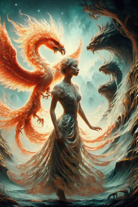 A girl wearing a long dress danced and performed a prayer ritual in front of the Ice God's palace,a giant ice phoenix lurked in the sky,(Phoenix of Sora:1.2),<lora:PhoenixSora:0.8>,
very long hair,sword,wide_shot,<lora:add_detail:0.6>,a rocky cliff,
mythology,fantasy,drama,dreams,detail,(flower:1.2),(ice:1.2),<lora:GPTS4 dreamwave full_478773:0.6>,<lora:GoodHands-beta2:0.9>,style-sylvamagic,<lora:LiquidClothesV1fixed:0.8>,