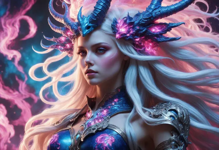 awesome quality, dynamic,upper body,DonMM1y4XL woman, horns, mysterious scenery,pink tempest blood <lora:ClearHand-V2><lora:DonMM1xXL-v1.1:.6>