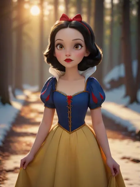 Disney's Snow White, wearing A yellow and blue dress with a red ribbon, sometimes with a red cape. <lora:5ParDet-ColCin-nM:0.41>, <lora:20240125-1706153638005:0.2>