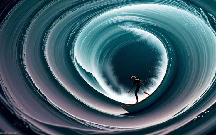 extremely detailed and colorful, incredibly absurdres, dramatic, dynamic shot, (XD-Scene), thematic lighting,
a surfer catching a tube on a barrel wave,