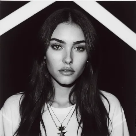 polaroid photo photo of young ((ohwx woman)) by albrecht durer <lora:madison_beer_lora_128:1> . flash photography, light bleed, scratches, Terry Richardson style