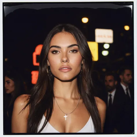 polaroid photo A photo of God as a ((ohwx woman)) <lora:madison_beer_lora_128:1> . flash photography, light bleed, scratches, Terry Richardson style