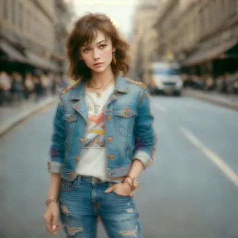 olgak, (add_detail:1.5), Polaroid, riding skateboard, emo, outside, sidewalk, busy street, ripped jeans, vans, leather jacket, (woman, 30 year old), in pain, (masterpiece, highest quality), 8K UHD, (hand drawn, digital painting, concept art, dreamy, extremely detailed)
