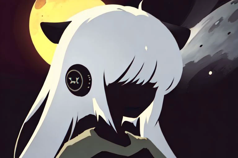 (on the moon, space, looking back into earth), white hair, black tank top, volumetric lighting, white jacket, glowing headphone, cyberpunk, futuristic, multi-color eyes, detailed eyes, hyper detailed,light smile, highly detailed, beautiful, small details, ultra detailed, best quality, intricate, hyperrealism, sharp, digital illustration, detailed, realism, intricate, 4k, 8k, trending on artstation, good anatomy, beautiful lighting, award-winning, photorealistic, realistic shadows, realistic lighting, beautiful lighting, raytracing, intricate details, moody, rule of thirds, masterpiece, (illustration:1.1), highres, (extremely detailed CG, unity, 8k wallpaper:1.1), beautiful face, highly detailed face, ultra realistic, masterpiece, bokeh, extremely detailed, intricate, zoomout, colorful, vibrant colors, red nail polish, side view, <lora:KENSHI01_ClipFix:1>