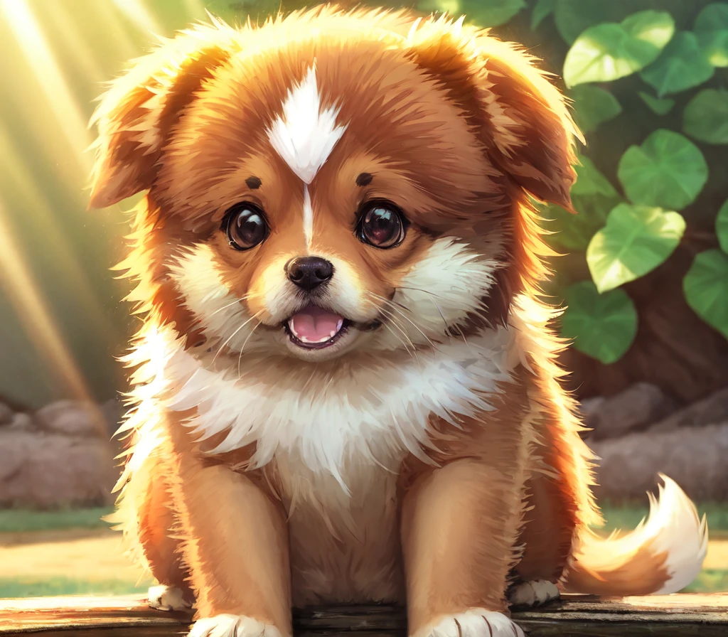 (2 girls:1.2) , 1 pomeranian puppy, cute, outdoors, god rays, kawaii, slice of life, studio ghibli, (masterpiece:1.2), (best quality:1.2), Amazing, highly detailed, beautiful, finely detail, Depth of field, extremely detailed CG unity 8k wallpaper,
