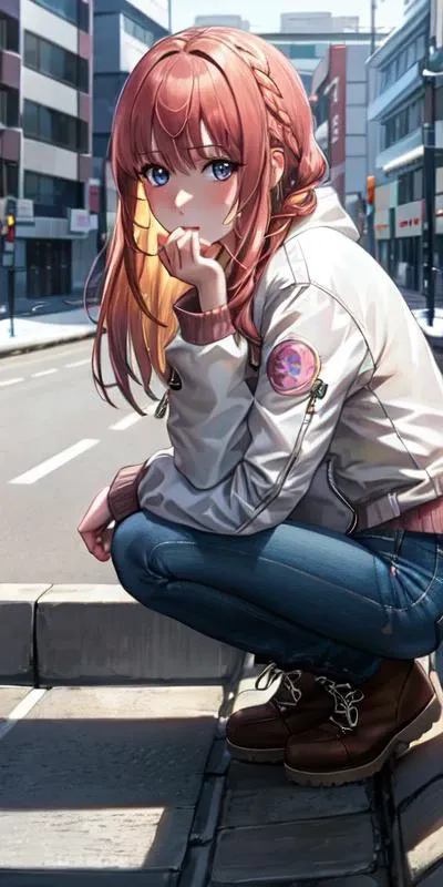 corneo_makima, style by hitenkei, style bypiromizu, style by maccha, (blue eyes), (detailed_eyes), anime screencap, picturesque background, extremely detailed illustration of a korean girl, (straight hair), blush, brown hair, full body, wearing boots, standing on a campus road, tone mapped, highly detailed, beautiful, small details, ultra detailed, best quality, intricate, smooth, soft, detailed, 4k, 8k, trending on artstation, good anatomy, beautiful lighting, award-winning, raytracing, intricate details, rule of thirds, masterpiece, (illustration:1.1), highres, (colorful:0.9), beautiful face, highly detailed face, volumetric lighting, masterpiece, extremely detailed, zip up windbreaker, shadows, (Fall leaves), (((winter-style))), tight jeans