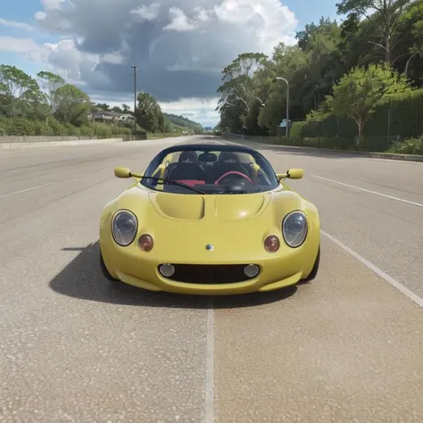 (medium shot:1.5) Gorgeously rendered 4k high-definition photograph of a hyper-realistic dark green 99elise (((low view:1.5))) speeding down a narrow racetrack with vintage race cars, bleachers in background, low storm clouds, HDR, sharp focus, bokeh, <lora:99elise:0.6>