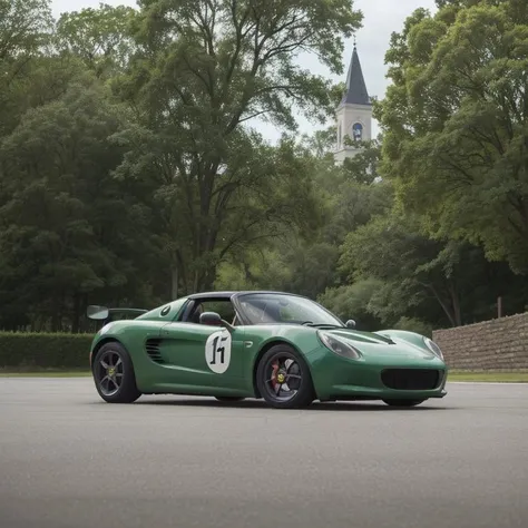 (medium shot:1.5) Gorgeously rendered 4k high-definition photograph of a hyper-realistic deep dark green 99elise (((low view:1.5))) speeding down a ((narrow racetrack)) with (((vintage race cars))), bleachers in background, low storm clouds, HDR, sharp focus, bokeh, <lora:99elise-000018:0.33>