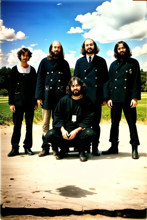 cult , a group of people, promotional image, an album cover, neoism