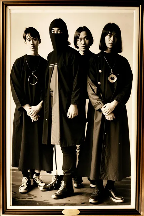 cult , a group of people, promotional image, an album cover, neoism