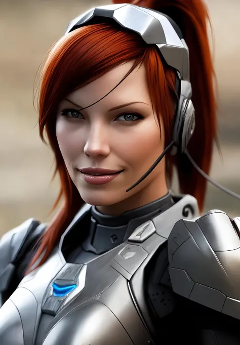 <lora:Sarah_Kerriganv2:0.8>, Sarah_Kerrigan, 1girl, solo, smirk, realistic, headgear, armor,