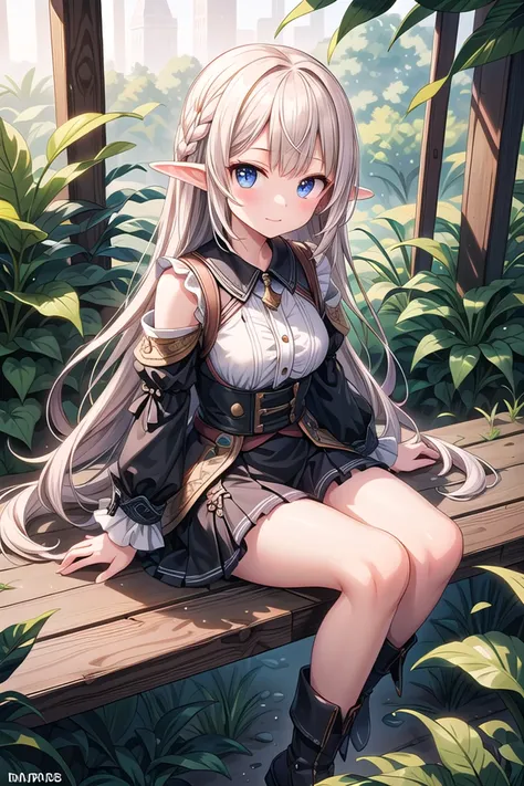 insanely detailed, absurdres, ultra-highres, ultra-detailed, best quality,
1girl, solo, nice hands, perfect hands
BREAK
elf girl, boots
BREAK
sitting on branch,
from above,looking up,
cowboy shot, looking at viewer
BREAK
slender, kawaii, perfect symmetrical face, ultra cute girl, ultra cute face, ultra detailed eyes, ultra detailed hair, ultra cute, ultra beautiful
BREAK
in forest, ground, leaf, butterfly, (wide shot magnificent view:1.2),
(dappled sunlight:1.2), blurry, (depth of field:1.1)
BREAK
shiny hair, blonde hair, blunt bangs