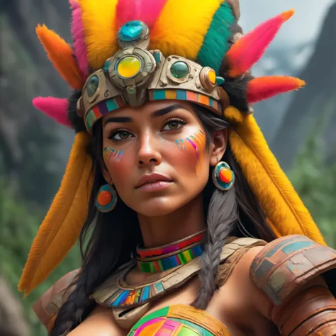Pixabay, Colossal Inca Female Ecologist, Technicolor, trending on artstation, extremely hyper aesthetic, masterpiece, Dota style