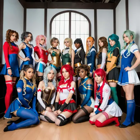 (Graceful Full Body of Extremely Detailed((Sexy Princesses Group in a row:1.37))), KAWAII perfect face with Reflective Eyes, Detailed(Delicate Clothing textures), Correct Graceful Legs, Dynamic Joyful Expressions LifeLike Rendering, Specular Reflection of mirrored floor, TopQuality 8K Ultra-detailed masterpiece (ProfessionalPhoto:1.37), (Acutance:0.8), (Luminism:1.28), Renaissance art style, Portraits, Colorful Light particles, (Full body from side) {Kissing Face to Face|Cute Peach AssFocus|(NakedApron with (Overflowing Sideboob))}, Radiant Fine Skin with Transparency, (Exposed:0.4) {Pink Hair|LightBlue Hair|Blonde|Pure White Hair|Liquid Hair|Red Shoes}, Perfect Lighting