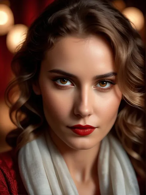 cinematic film still (Film Photography:1.3),  Photorealistic, Hyperrealistic, Hyperdetailed, analog style, soft lighting, subsurface scattering, realistic, heavy shadow, masterpiece, best quality, ultra realistic, 8k, golden ratio, Intricate, High Detail, film photography, soft focusnude_young_female_demon, red skin tone, dark eyes, Light hair styled as Wavy, Horns, Scarf, tiefling, face portrait, Style of stephen gammell . shallow depth of field, vignette, highly detailed, high budget, bokeh, cinemascope, moody, epic, gorgeous, film grain, grainy