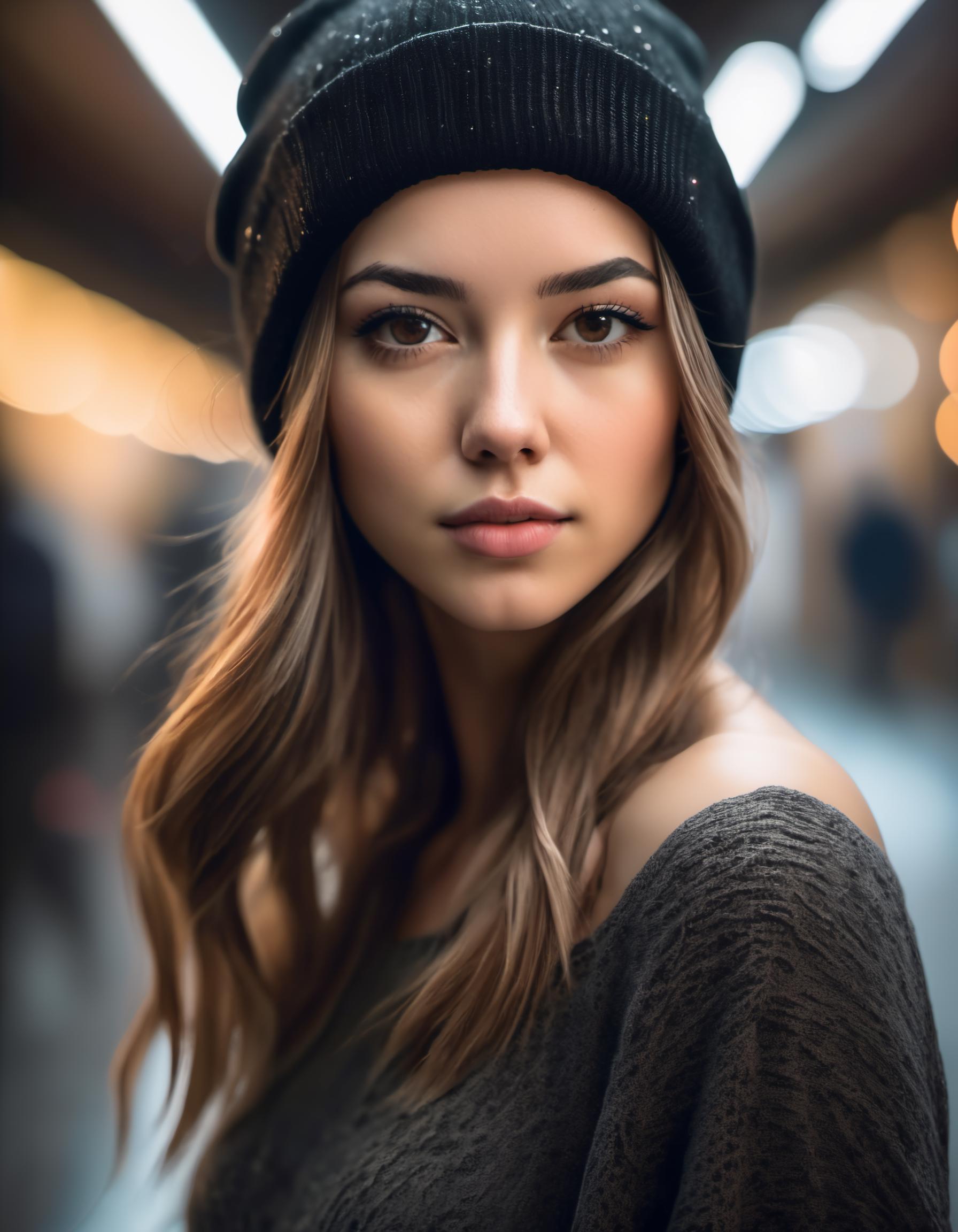 A close up of a woman with long hair wearing a hat - SeaArt AI