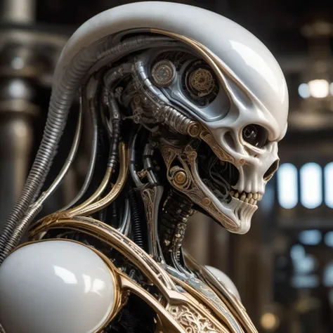 "engineer prometheus, xenomorph alien, highly detailed, symmetrical long head, smooth marble surfaces, detailed ink illustration, raiden metal gear, cinematic smooth stone, deep aesthetic, concept art, post process, 4k, carved marble texture and silk cloth, latex skin, highly ornate intricate details, prometheus, evil, moody lighting, hr geiger, hayao miyazaki, indsutrial Steampunk"