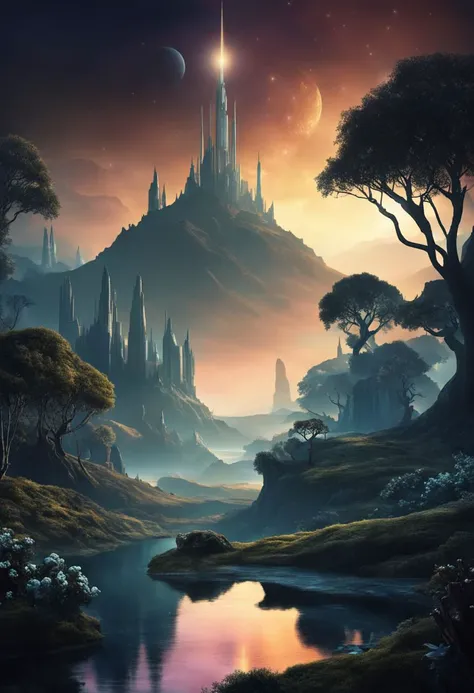 (masterpiece),
a landscape of a space dreamland,
dim light,
dark ambiant,
fantasy,