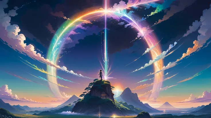 Dreamscape, immensely beautiful, cartoon by Greg Rutkowski and Makoto Shinkai, euphoria and bliss (HIGH QUALITY:1.7), (colorful:1.75), ANIME, sharp focus, illustration , <lora:add-detail-xl:1.0>, <lora:xl_real_beta1:0.75>, Surreal, ethereal, dreamy, mysterious, fantasy, highly detailed