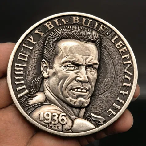 a photo of arnold schwarzenegger coin carving <lora:Cnl-XL-V1:1> cnl, cnl lighting, cnl texture, high resolution, beautiful, highest quality, masterpiece, highly detailed