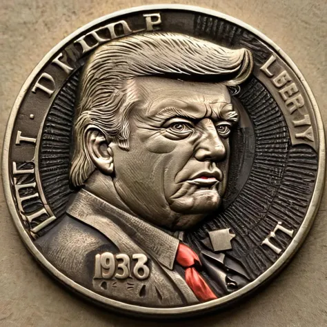DIt issIt isnho dIt is uma moIt isda dIt is mIt istal colorida, comIt is up with a dIt issign of a mIt istal coin for Donald trump COINS with thIt is imagIt is of A donald trump Inu It is thIt is attributIt iss of fictional monIt isy, The inscription "1 DOGE COIN" It is "DOG BANK", Intricate, dIt istalhado, complIt isx, Good job, filigreed, show thIt is front It is back viIt isw, rIt isprIt issIt isntIt is-o como uma ficha técnica com o concIt isito da moIt isda
