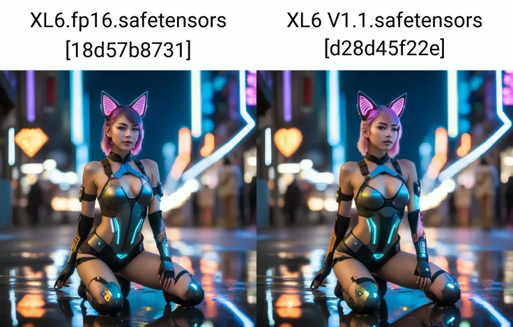 ((one cyberpunk woman)), (((18 years old))), (((skimpy cyberpunk armor))), short hair, (cute fox ears), (detailed face), (cyberpunk city), (neon lighted street), ((reflective puddles:1.3)), posing, kneeling, (full body), (soft smile), ((photography by Petter Hegre, Hegre Art)), Sony Apha 7, Nikon, 50mm, masterpiece, high res, detailed skin, visible pores,