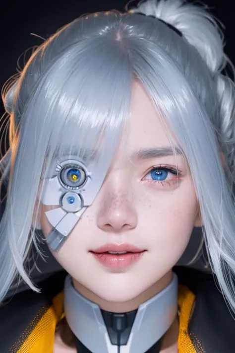 CloseUp Portrait, neon Grey yellow haired smiling doctor girl in broken Stromtrooper armor, freckles, Hairbun, No Helmet, neon eyeballs, Galaxy eclypse nebula eyes, Fantasy eyeballs, lost eyes, blind eyes, Jawa space Ship Background, very detailed, qhd, cinematic lightning, Action Pose, dynamic scene, galaxy
(dramatic, gritty, intense:1.4),masterpiece, best quality, 32k uhd, insane details, intricate details, hyperdetailed, hyper quality, high detail, ultra detailed, Masterpiece, photography, realistic landscapes