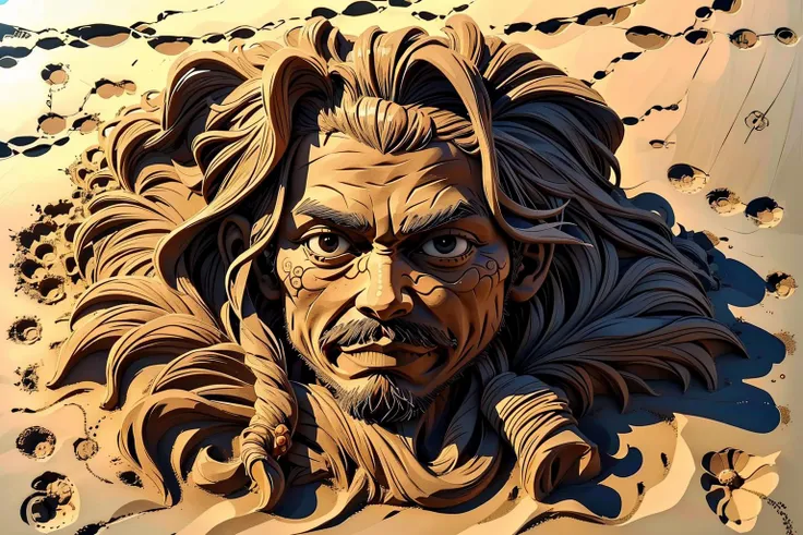 master piece, high quality, jack sparrow made of sand, on the beach <lora:J_shadiao:0.8>,