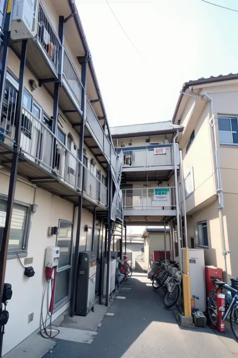 best quality, ultra-detailed, illustration,
bunkajutaku, scenery, power lines, bicycle, railing, building, exterior, outdoors
<lora:JPNApartment_SD15_V1_DIM4:1>