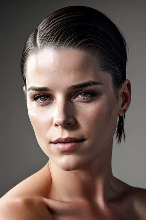 (CR-N3v3Campb3ll-ParanoidAmerican:0.9), full color portrait of woman, (oiled shiny skin:1.0), (slick undercut hair:1.0), closeup,
masterpiece, best quality, sharp focus, 8k highres, ultra-detailed, rim light, (grey background:1.0),