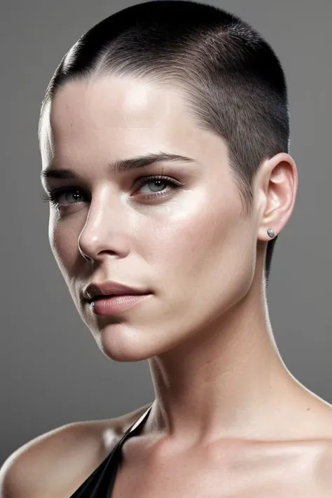 (CR-N3v3Campb3ll-ParanoidAmerican:0.9), full color portrait of woman, (oiled shiny skin:1.0), (slick undercut hair:1.0), closeup,
masterpiece, best quality, sharp focus, 8k highres, ultra-detailed, rim light, (grey background:1.0),