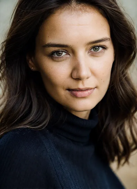 A stunning intricate full color portrait of (sks woman:1), wearing a black turtleneck, epic character composition, by ilya kuvshinov, alessio albi, nina masic, sharp focus, natural lighting, subsurface scattering, f2, 35mm, film grain, <lora:locon_katieholmes_v1_from_v1_64_32:1.25>