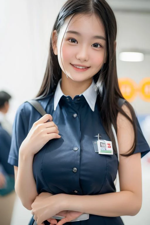 1girl, happy, smiling, (at supermarket:1.2), ((student uniform:1.2)), RAW photo, (photorealistic:1.37, realistic), highly detailed CG unified 8K wallpapers, looking at viewer, (((straight from front))), (HQ skin:1.8, shiny skin), 8k uhd, dslr, soft lighting, high quality, film grain, Fujifilm XT3, ((upper body:1.6)), (professional lighting:1.6)