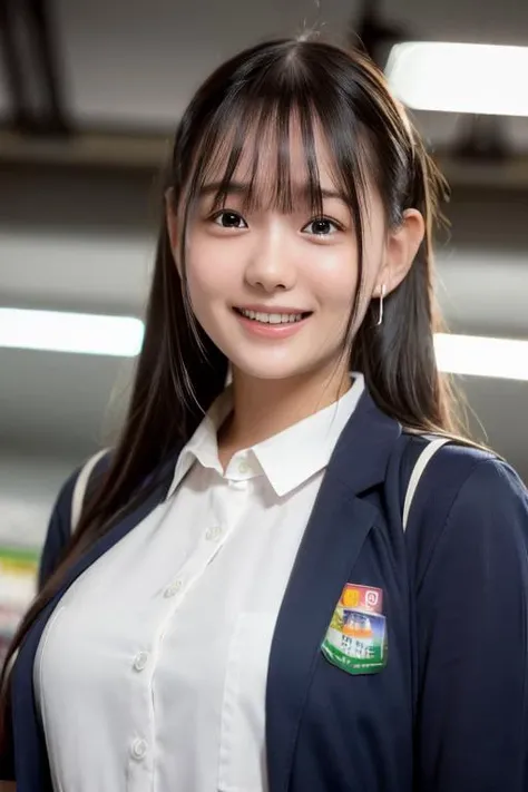 1girl, happy, smiling, (at supermarket:1.2), ((student uniform:1.2)), RAW photo, (photorealistic:1.37, realistic), highly detailed CG unified 8K wallpapers, looking at viewer, (((straight from front))), (HQ skin:1.8, shiny skin), 8k uhd, dslr, soft lighting, high quality, film grain, Fujifilm XT3, ((upper body:1.6)), (professional lighting:1.6)