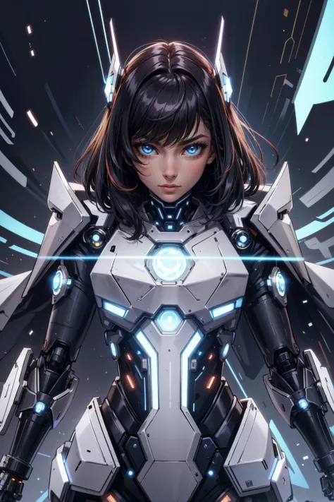 (masterpiece:1.2, best quality:1.2, beautiful, high quality, highres:1.1), detailed, extremely detailed, abstract art, dark, 4K, <lora:add_detail:0.5>, <lora:kittew_v0.1:0.3>, <lora:mitsuart_v8.1a:0.2>, 1girl, woman, bangs, Style-GravityMagic, cyborg portrait, (bloody scars:0.7), looking away, solo, upper body, detailed background, close up, detailed face, (<lora:NeoFuturisticTech-20:0.6>, sleek, neotech theme:1.1), futuristic glowing digital copper armor, cape, wires, bionics, cybernetics, (open helmet:0.6), dynamic pose, epic starry outer space in background, white lights, flashes of light, neon lights, lasers, sparks, electricity, screens, hologram, cinematic atmosphere,