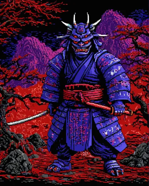dosegagfx style,pixel art, Terrorwave, "The Japanese feudal period", it is Ghastly, <lora:dosegagfxSDXLv3_2:1>