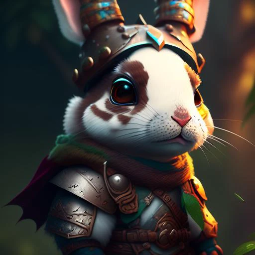 portrait of a cute (dicuki:1.1) as a (rabbit:0.9), as a warrior, <lora:dicuki:1.1>, digital art , trending artstation, 4k, high detail