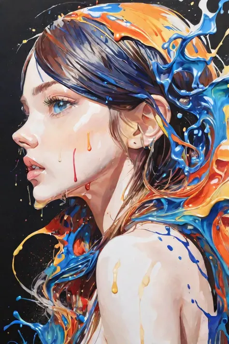 Colorful, multiple colors, intricate detail, splash screen, photorealistic, intricately detailed fluid gouache painting, calligraphy, acrylic, watercolor art,
masterpiece, best quality, 1girl, <lora:kwFemale_Beta40-SDXL_v1:1>,