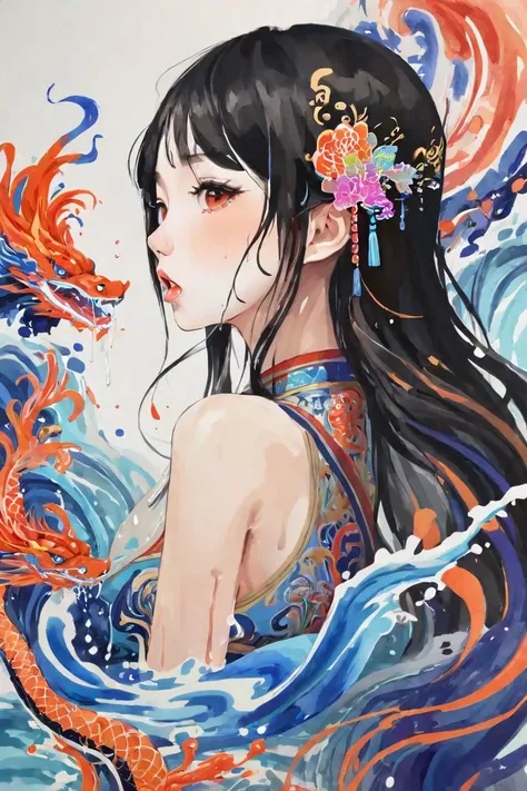 Colorful, multiple colors, intricate detail, splash screen, photorealistic, intricately detailed fluid gouache painting, calligraphy, acrylic, watercolor art,
masterpiece, best quality, 1girl, <lora:kwFemale_Beta40-SDXL_v1:1>, chinese, waifu