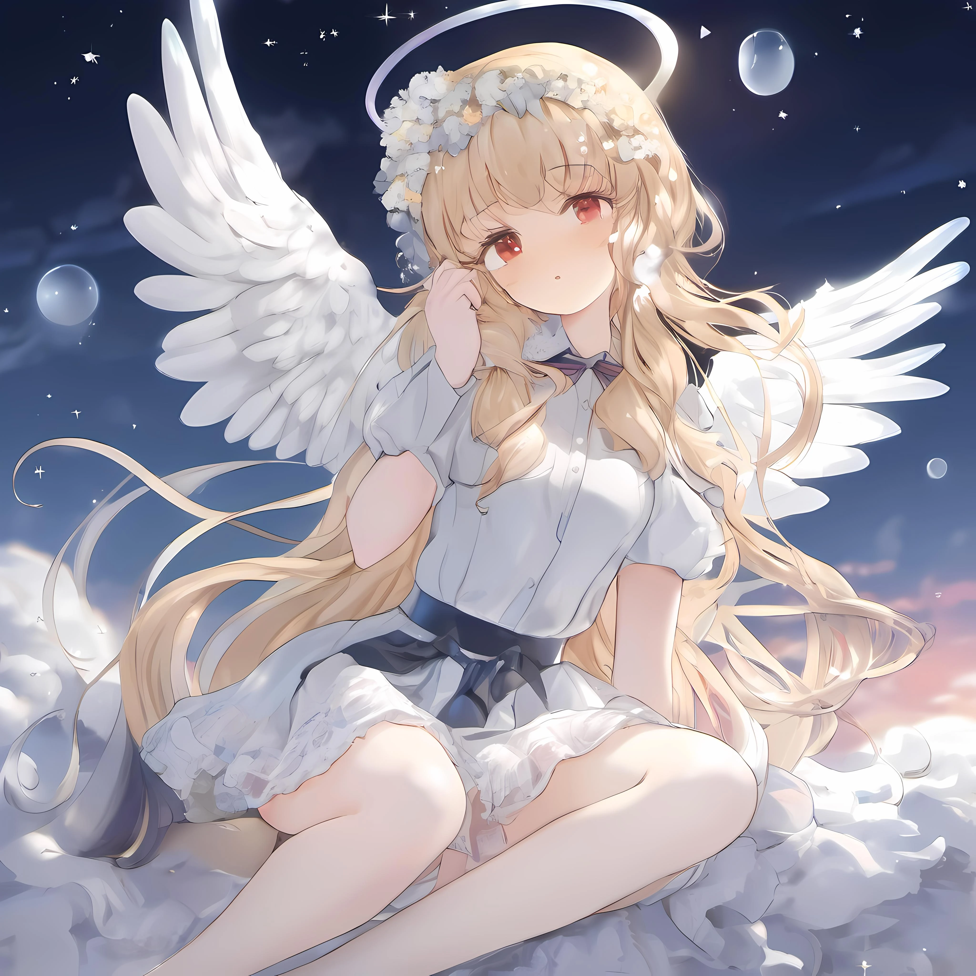 masterpiece,extra digit,mature female,Bare arms,curtain,beautiful detailed eyes,book,medium breast,white eyebrows,full_moon,blonde hair ,bell,incredibly_absurdres,skirt lift,shirt,hand on own chest,column_lineup,intense shadows,looking back,medium hair,more than 2 nipples,expressionless,slippers,knight,Phoenix girl,cinematic lighting,Ambient light,Brilliant light,beautiful detailed hands,lacy,fluffy hair,ribbons,Gradient color eyes,glossy hair,altocumulus,flowery meadow,shine eyes,thick_coating,extremely detailed CG unity 8k wallpaper,official art,misty,long_focus,1girl,posing sketch,watercolor,hairs between eyes,hair_bow,metal sense,blcak_metal_helmet,eyeball,alps,crystal,Colorful blisters,huge crystal wings,grand feathers,Silky hair,gorgeous bodysuit,stare,dreamland,detailed eyes,flowing hair,kogecha,taiga,red higanbana,solo,clear_sky,white stockings,sexy_body,flowery bubbles,cold smile,best quality,magical,glowing eyes,depth of field,illustration,cloud map plane,cape,masterpiece,glass tint,midriff,wariza/w-sitting