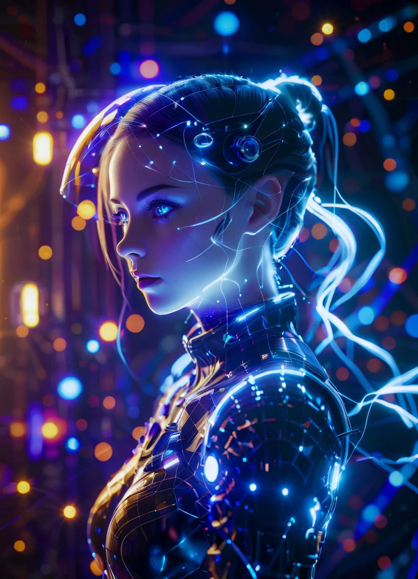 Vibrant Rim Light, Volumetric Lighting, (centered) <lora:dataviz_style_xl_v1:0.95> dataviz style, wearing skinny space suit on spaceship of space station in the space, beautiful eyes, ((perfect face)) <lora:glowneon_xl_v1:0.8> glowneon, glowing, sparks, lightning, subsurface scattering, Photorealistic, Hyperrealistic, analog style, realistic, film photography, soft lighting, heavy shadow, light depth, dramatic atmospheric lighting, Volumetric Lighting, bright rim light, high contrast, bold edge light
