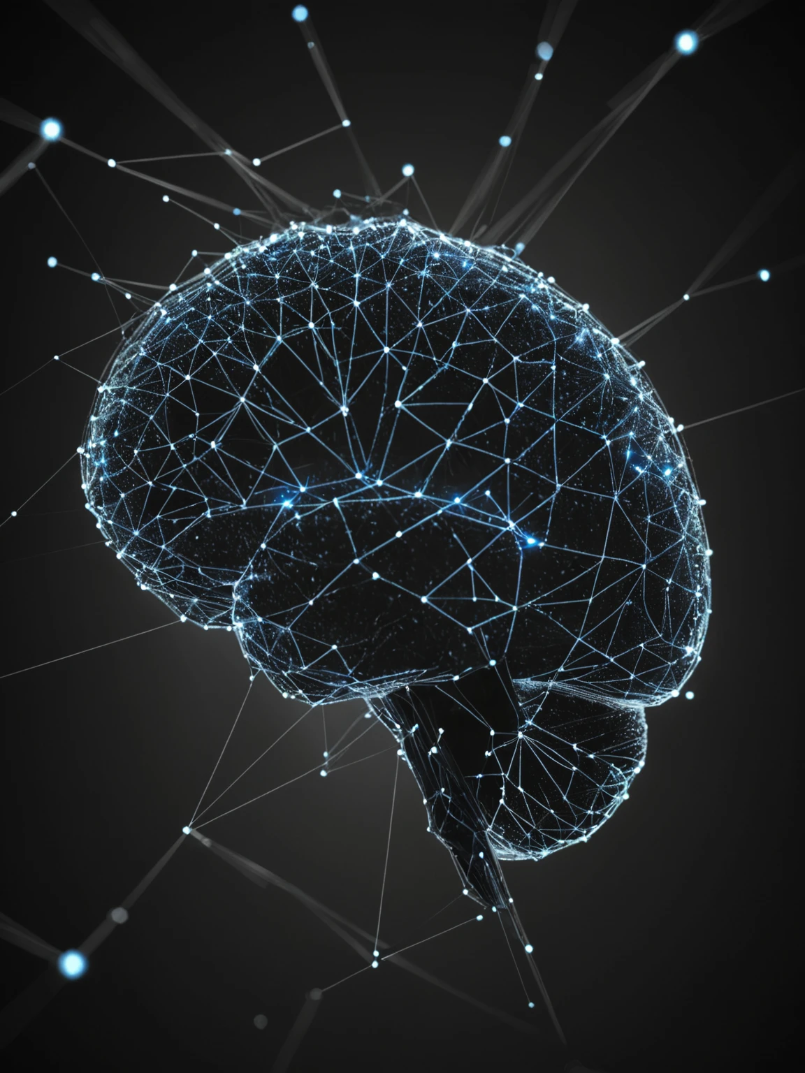 dataviz style, black and white network data visualization in the shape of a brain, masterpiece , hyper detailed, unreal engine, blue tones, stars <lora:dataviz_style_xl_v1:1>