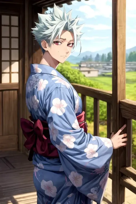 masterpiece, best quality, high quality, 1boy, solo, male focus, looking at viewer, , , <lora:ban_nanatsu_no_taizai:0.70>, ban_nanatsu_no_taizai, , , yukata