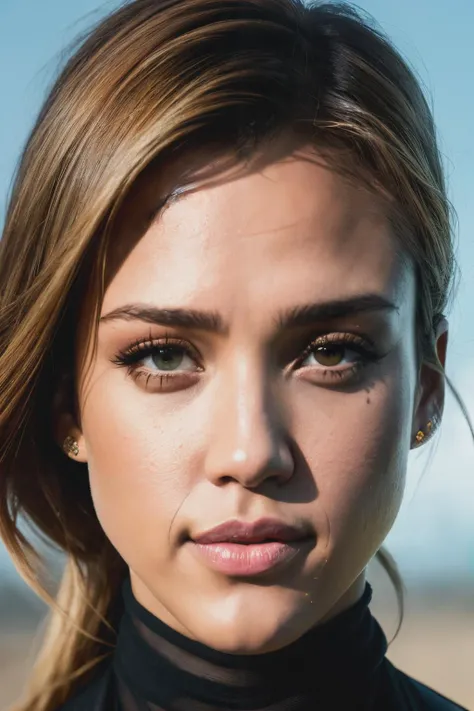 A stunning intricate full color portrait of jessicaAlb1, wearing a fantastic four costume, epic character composition, by ilya kuvshinov, alessio albi, nina masic, sharp focus, natural lighting, subsurface scattering, f2, 35mm