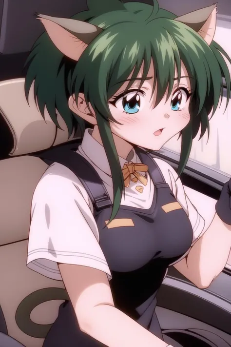 Natsuki Sasahara,1girl, solo, catgirl, cat tail, car ears,