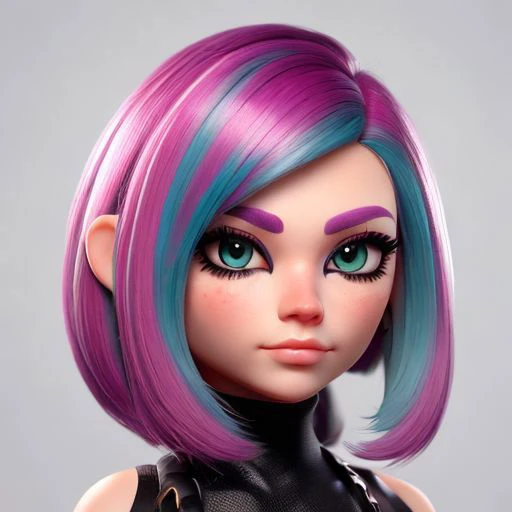 unrealtoon, face portrait,gradiant hair color